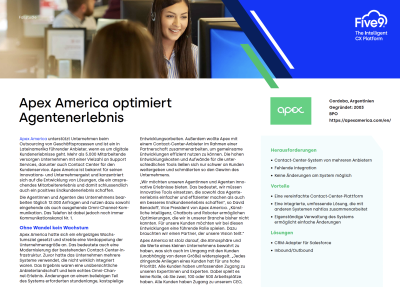 Apex America optimiert Agentenerlebnis