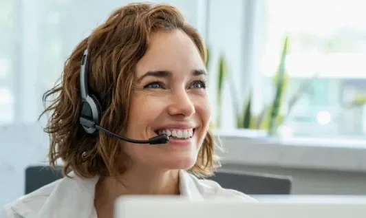 Woman using Headset at work