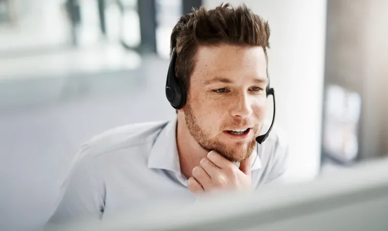 Man working with headset